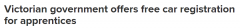 维州政府发福利！从 7 月 1 日开始，学徒可以免费注册他们的汽车，每年节省 865 美元（如图）