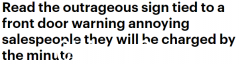 “不要敲门或每分钟 20 美元”！厌烦推销员敲门，悉尼房主使出这招，网友爆笑（图）