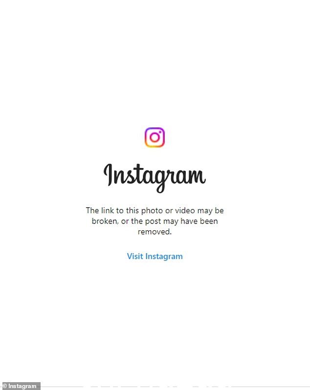 关闭 Grace Tame 赞扬 Brittany Higgins 为“民族英雄”的 Instagram 帖子链接,现在社交媒体平台上出现了“已损坏”或“已删除”的消息