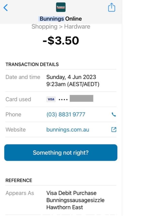 一位悉尼购物者分享了她在手机上购买 Bunnings 后的电子收据。” /></p><p style=