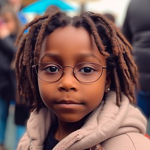 很像 AI-baby Elon Musk,他留着成年 Musk 的发型和风格,AI-baby Whoopi Goldberg 也换了主播现在的眼镜和风格