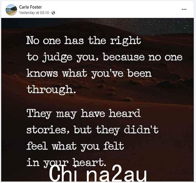 福斯特昨天凌晨 3 点在 Facebook 上发布了这条消息,就在她入狱前几个小时