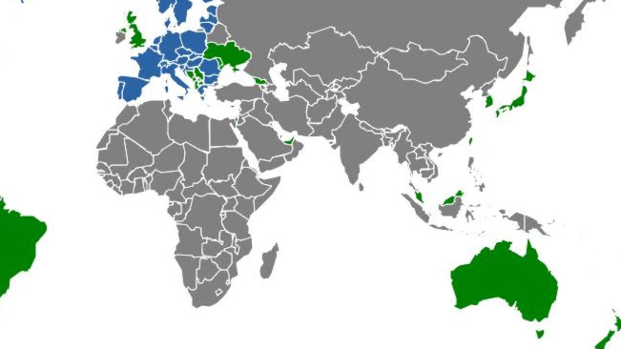 绿色的国家是根据新规定，进入蓝色国家需要申请。图片：EU