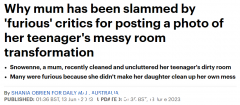 澳洲妈妈晒出一张帮女儿打扫房间的照片，却被骂惨了……（图）