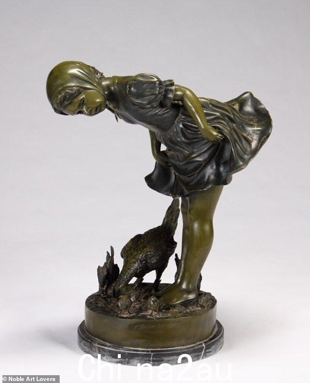 A Couple of Chicks ($25 000) by Jim Davidson features a girl observing some chickens