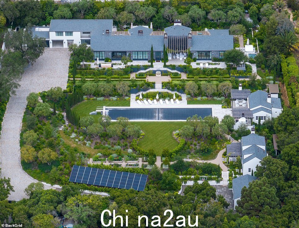 Gwyneth Paltrow 和 Brad Falchuk 的大型生态友好型 Montecito 豪宅似乎在经过七年的建设后完工，在周末拍摄的新航拍图像中