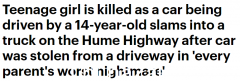 维州一名偷车少年在高速公路上行驶，与卡车相撞，当场死亡！后座小孩与司机幸存（合影）