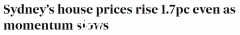 悉尼房价再涨1.7%！ 6月全澳房价平均上涨1.1%，仅1个​​首府城市下跌（图）