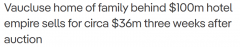 悉尼华人买家斥资3600万澳元天价买豪宅！ 3周前以3500万美元成交（合影）