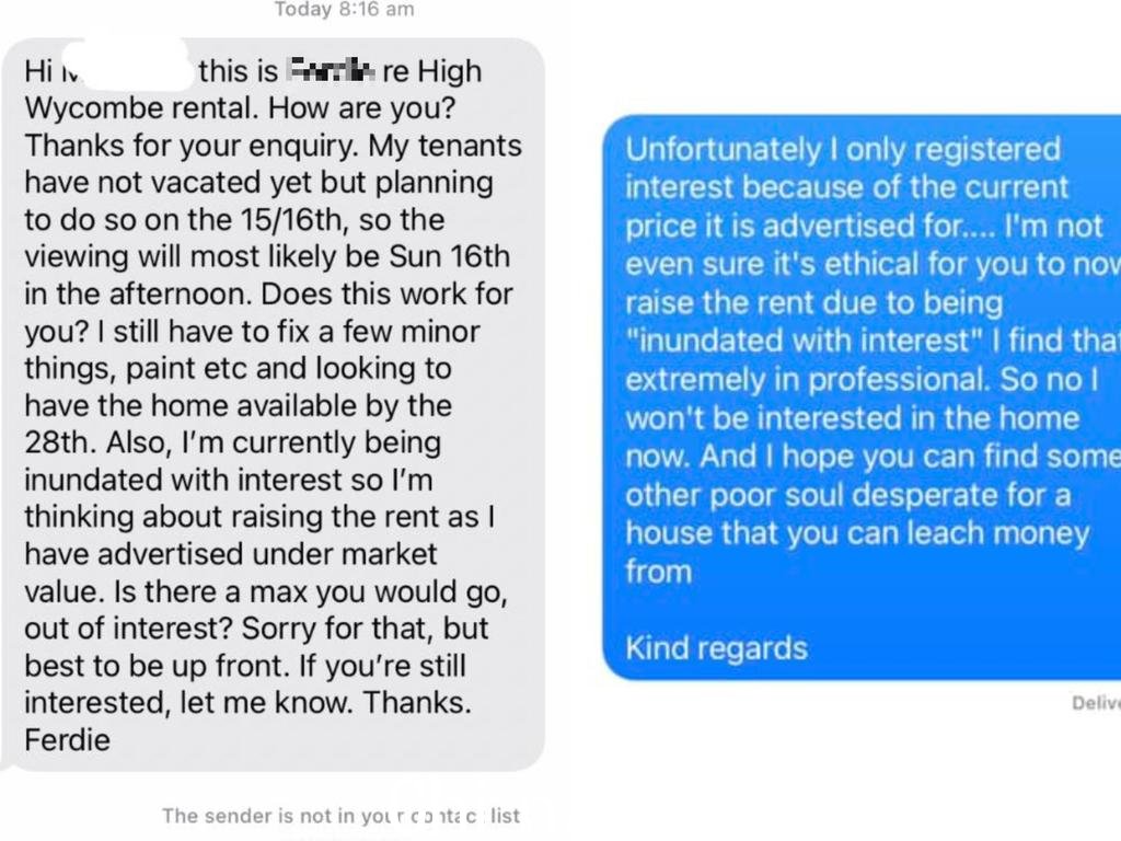 房东（左）和潜在租户（右） ). 图片：Facebook / Don't Rent Me
