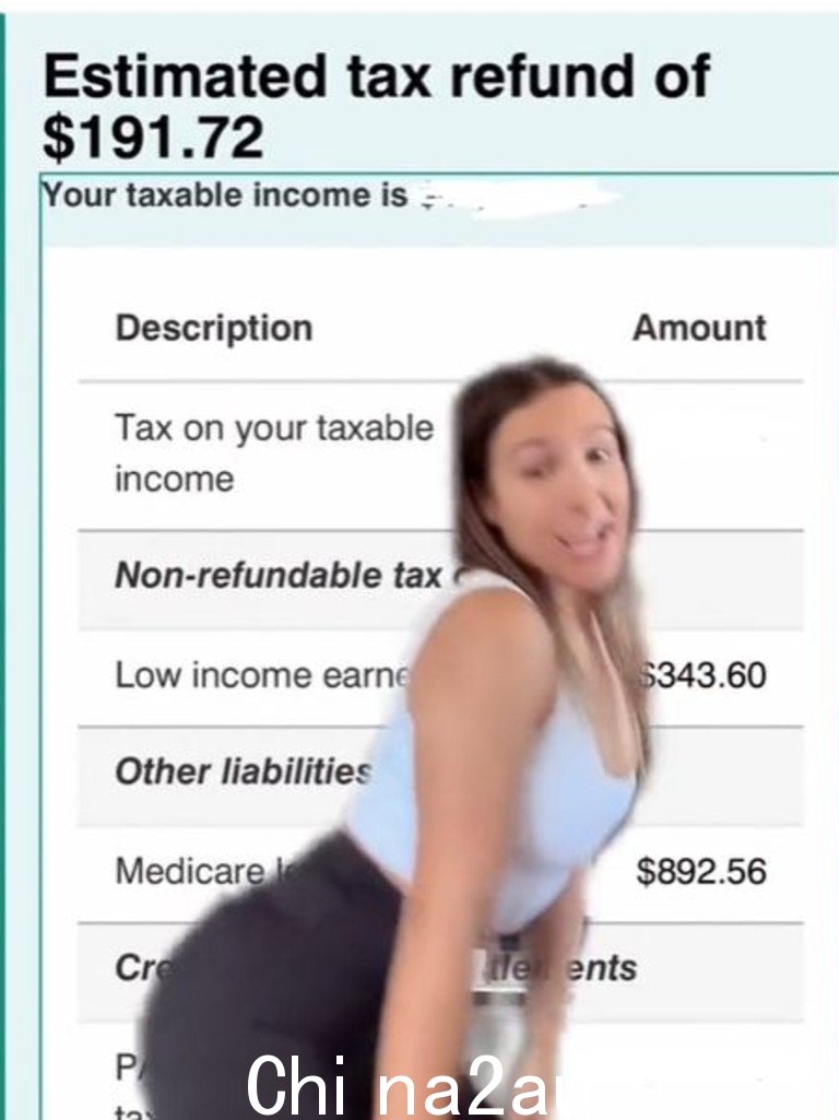 这个年轻女子只有一个收到191.72美元的退款。图片来源：Tik Tok/tttash