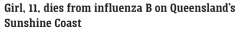 澳洲第二例流感死亡昆州11岁女孩病重死亡，昨天报告首例患者（图）