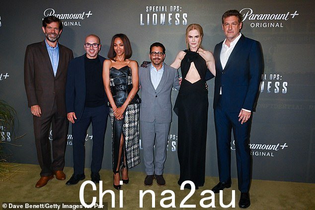 大腕:(从左到右)Keyes Hill-Edgar、Chris McCarthy、Zoe Saldana、David Glasser、101 Studios 首席执行官、Nicole Kidman 和 Keith Cox