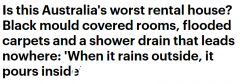 揭秘澳洲最差出租房！卧室发霉、卫生间漏水入地、租客被驱逐（图）