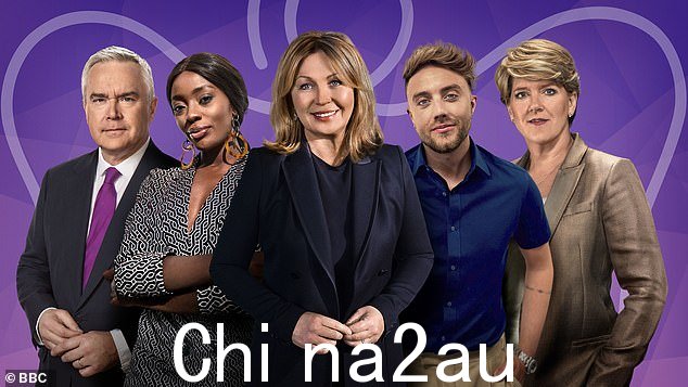 同时,在 2022 年,他与 AJ Odudu、Kirsty Young、Roman Kemp 和 Clare Balding 一起参加白金禧年广播(从左到右)
