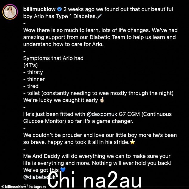 Insight:她在一系列照片中附上了情感标题:“两周前,我们发现我们漂亮的男孩阿洛患有 1 型糖尿病” class=