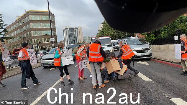 扭打导致两名抗议者在繁忙的高速公路中间翻倒