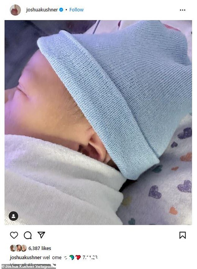 '欢迎来到这个世界':38岁的骄傲爸爸约书亚上周在他的 Instagram 上分享了新生儿的第一眼