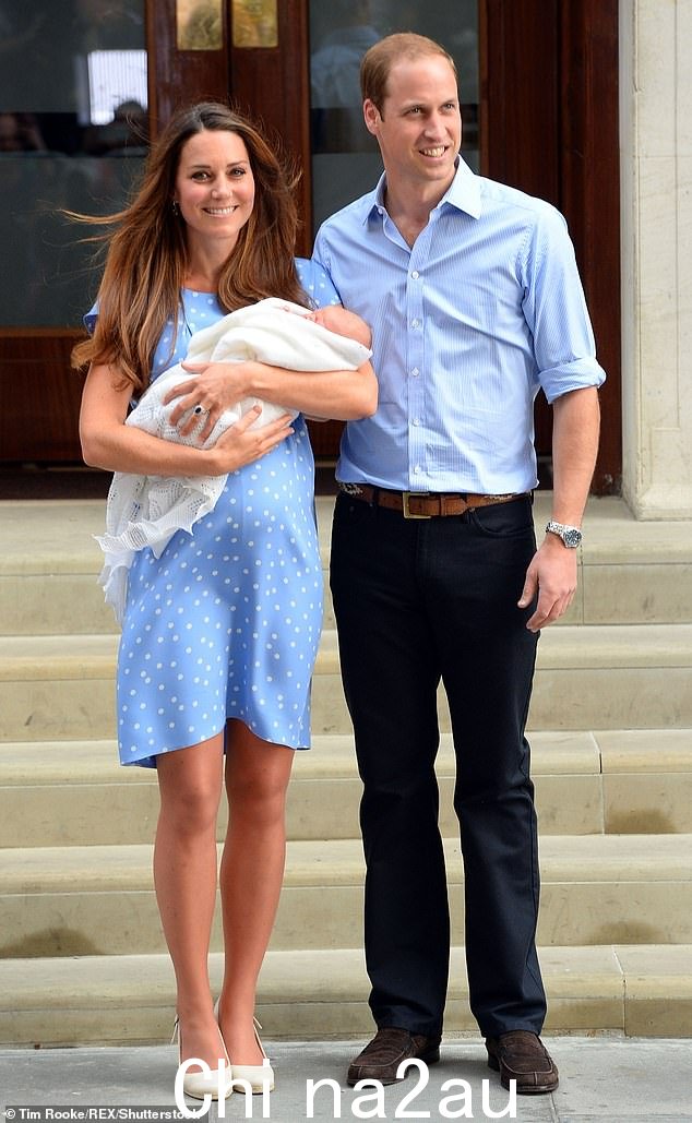 It's been almost 10 years since the Princess of Wales announced the birth of Prince George (pictured here cradled in her arms) on the stairs of Lindo Wing, at St. Mary's hospital in London