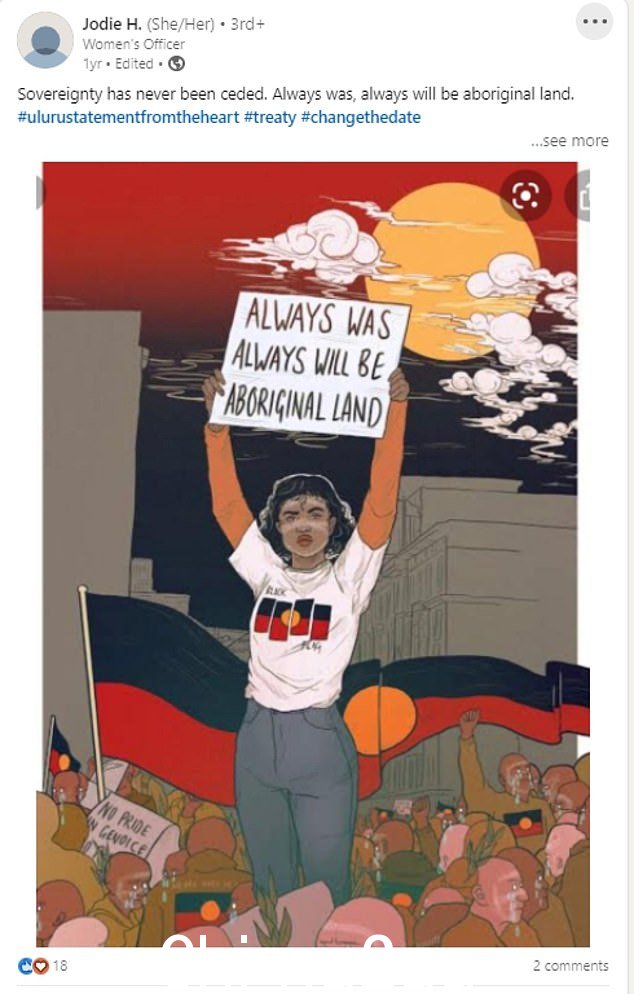 Haydon 女士在 LinkedIn 帖子中主张更改澳大利亚国庆日的日期。 Albanese 先生不支持这种观点