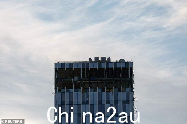 视图显示了报告的受损建筑物7 月 24 日莫斯科无人机袭击