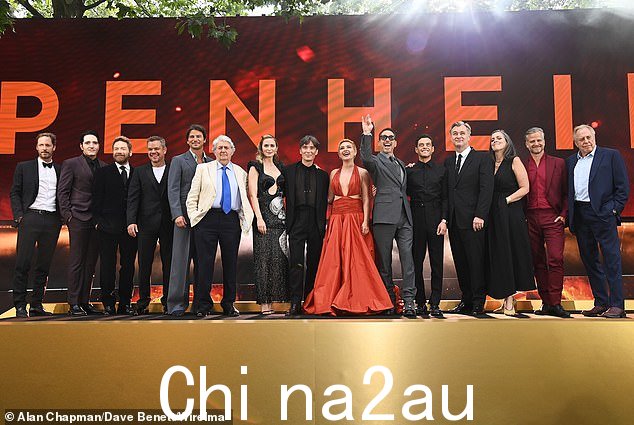 Huge cast: The immense cast of Oppenheimer also includes Matt Damon, Emily Blunt, Alden Ehrenreich, Jason Clarke, Tony Goldwyn, Kenneth Branagh, Josh Hartnett, Matthew Modine, Dane DeHaan, Josh Peck, Jack Quaid, Rami Malek, Olivia Thirlby, Casey Affleck, James Remar and Gary Oldman