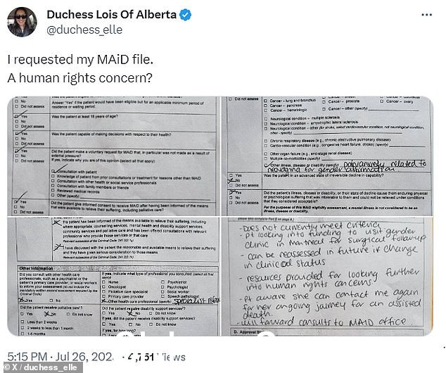Cardinal,在社交媒体上被称为路易斯公爵夫人,在线发布了她的自杀请求文件
