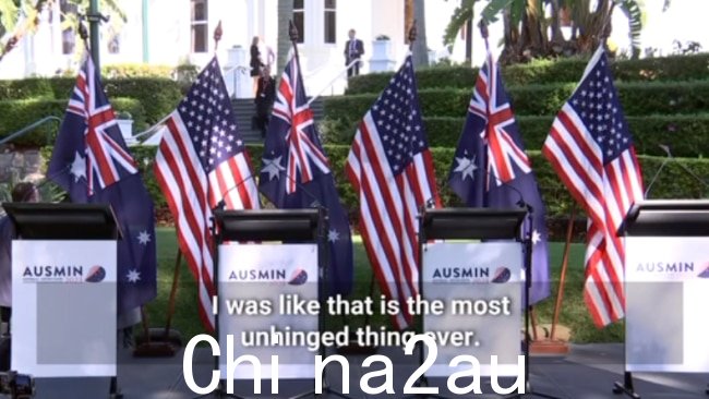 图片:Dziedzic 录制的热门麦克风时刻周六 AUSMIN 新闻发布会前的麦克风时刻。
