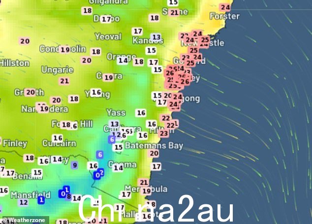 周日,新南威尔士州海岸许多地方的水银激增