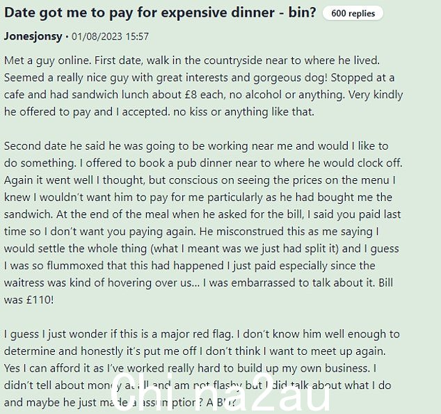 The woman explained that she quickly paid the bill because she got 'flummoxed' and the waitress was hovering over them