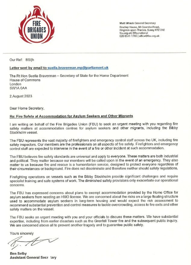 FBU 要求与内政大臣 Suella Braverman 就毕比斯德哥尔摩的“安全规定减少”问题召开紧急会议