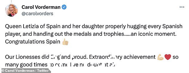 非凡:Carol Vorderman 赞扬了所有参与戏剧性决赛的女性
