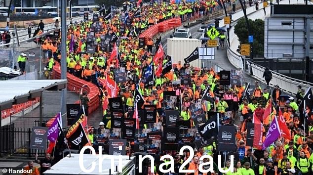 全国会议期间,布里斯班的街道上挤满了工会成员、政客和抗议者(如图)