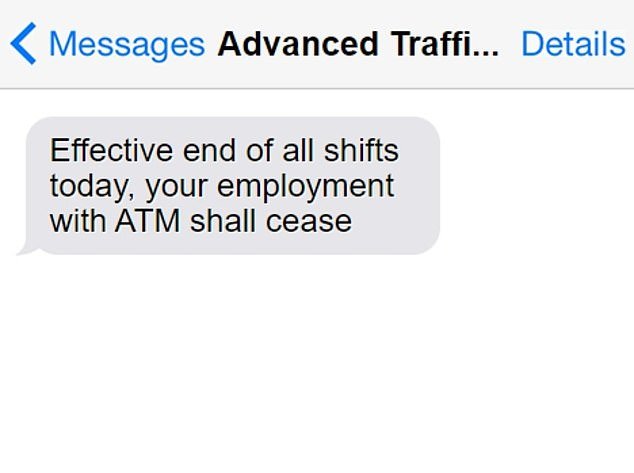 图中是 ATM 员工在业务倒闭后收到的文本模型