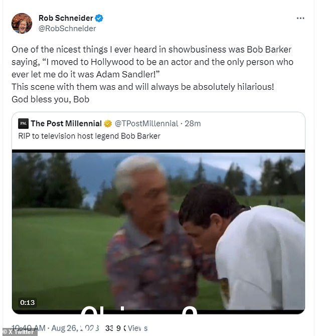 经典:罗布·施奈德 (Rob Schneider) 记得鲍勃 (Bob) 在 1996 年电影《快乐吉尔摩》(Happy Gilmore) 中与亚当·桑德勒 (Adam Sandler) 一起扮演的角色
