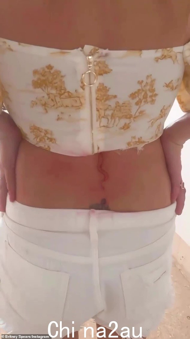 新墨水:展示了她最近在背上纹的新蛇纹身,并在与 Asghari 离婚期间在 Instagram 视频中展示了纹身过程的片段