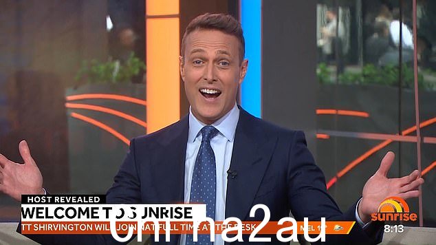 In June, Athletics star turned TV host Matt Shirvington was crowned David Koch 's successor at Sunrise after a three-year plan to prepare him for the top job