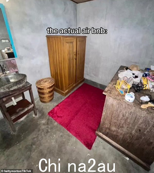 Hatty Morton 在仓古预订了 Airbnb。当她到达时,她发现 Airbnb 看起来像一个“牢房”(如图)