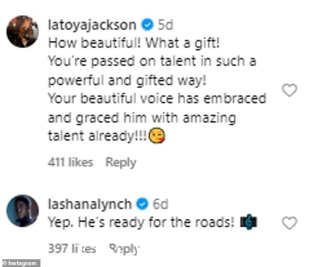 哇!众多明星 - 包括一线明星拉托亚·杰克逊 (Latoya Jackson)、克里斯蒂娜·米利安 (Christina Milian) 和凯瑟琳·福斯特 (Katharine Foster) 都对这篇甜蜜的帖子发表了评论