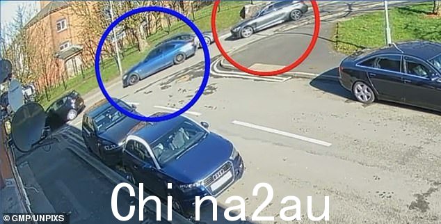 乔杜里的车,蓝色圆圈,被红色圆圈的拉赫曼的汽车追赶