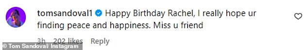 生日愿望:为了庆祝她的 29 岁生日,Tom 在她最近上传的 Instagram 帖子上发表了评论,并向她发送了生日祝福