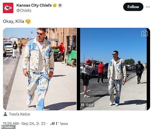 Chiefs:“Travis Kelce 出生于 1989 年,2013 年入选 NFL。这是命中注定的,”@mcbyrne 说,2013 年是 Swift 最喜欢的号码 13” class=