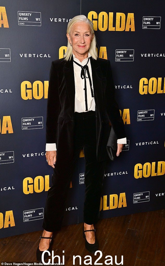 哇:周四晚上,海伦·米伦 (Helen Mirren) 女士出席在伦敦 Picturehouse Central 举办的《Golda》首映式时,看起来简直太棒了