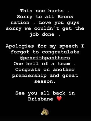 Adam Reynolds 对此表示歉意周日晚上，他在 Instagram 上发表了演讲。图片：Instagram