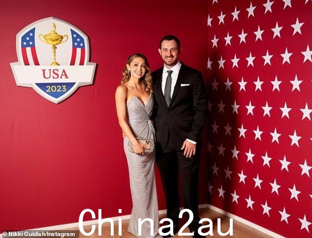 Cantlay 的妻子 Guidish(左)是一位 31 岁的药剂师和前健身模特