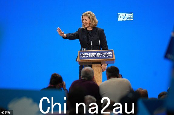 下议院领袖佩妮莫当特在曼彻斯特中央会议中心举行的保守党年会上发表演讲。图片日期:2023 年 10 月 4 日星期三。PA 照片。请参阅 PA 故事政治保守党。照片来源应为:Danny Lawson/PA Wire