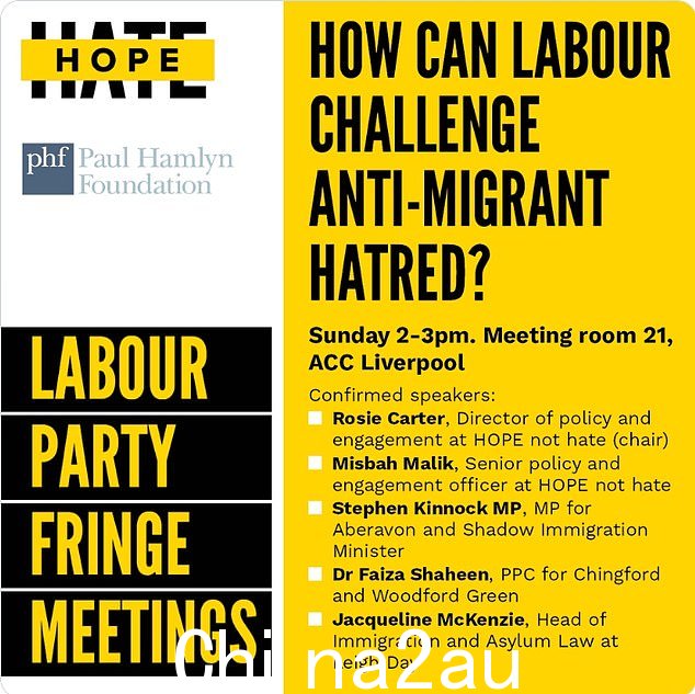 Kinnock 先生在 Hope Not Hate 活动小组主办的小组讨论中发言