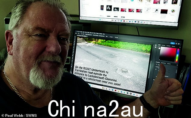 Paul Webb,71 岁,通过在 eBay 上出售坑洼来抗议德文郡当地道路的不可接受的状况