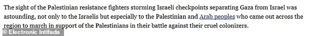 Massad 的言论发布在名为 The Electronic Intifada 的网站上