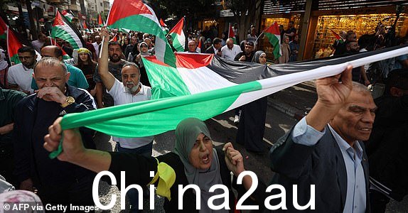 人物2023 年 10 月 19 日，巴勒斯坦人在被占领的约旦河西岸城市拉马拉的街道上挥舞着反对以色列的旗帜。自 2023 年 10 月 7 日以来，在加沙地带的巴勒斯坦哈马斯武装分子袭击后，数千人（包括以色列人和巴勒斯坦人）死亡10 月 8 日，突袭进入以色列南部，导致以色列向加沙的哈马斯宣战。（摄影：Jaafar ASHTIYEH/法新社）（摄影：JAAFAR ASHTIYEH/法新社，盖蒂图片社）